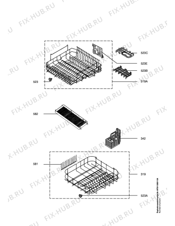 Взрыв-схема посудомоечной машины Juno JSI9662 - Схема узла Baskets, tubes 061